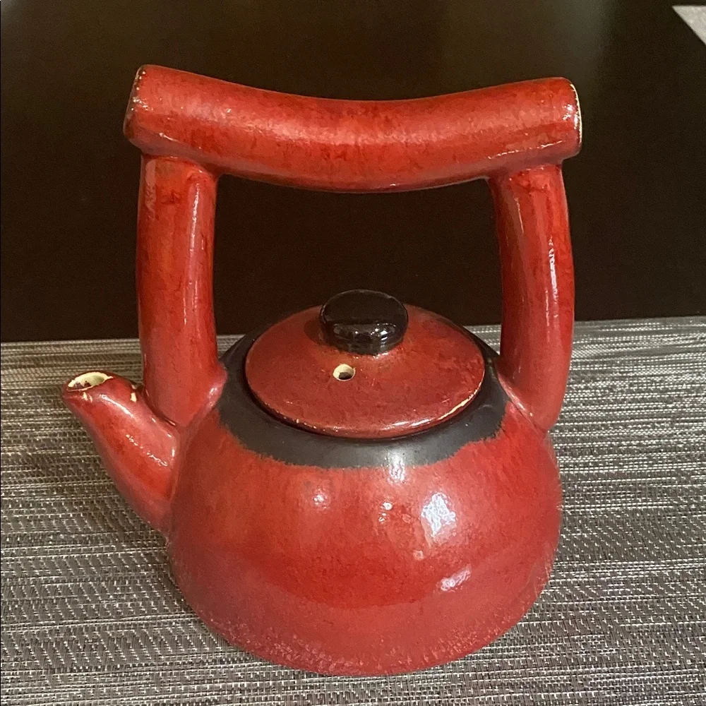 Pier 1 Shanghai Earthenware Teapot. Asian inspired, Antique “Chippy” Style.